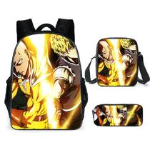 Conjunto de mochilas escolares One Punch Man de 3 peças para crianças Conjunto de mochilas escolares One Punch Man de 3 peças para crianças