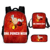 Conjunto de mochilas escolares One Punch Man de poliéster para crianças, 3 unidades