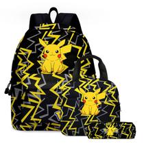Conjunto de mochilas escolares Pokémon Pikachu, 3 unidades para crianças