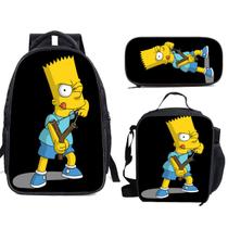 Conjunto de mochilas escolares Simpsons de 3 peças para estudantes
