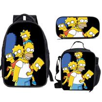 Conjunto de mochilas escolares Simpsons de 3 peças para estudantes