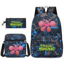 Conjunto de mochilas escolares Singings Monsters, 3 unidades para crianças Conjunto de mochilas escolares Singings Monsters, 3 unidades para crianças