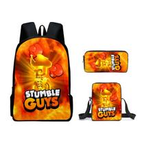 Conjunto de mochilas escolares Stumbles Guys Cartoon Anime para crianças