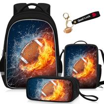 Conjunto de mochilas escolares TILYTADLY 17", futebol masculino, 4 peças Conjunto de mochilas escolares TILYTADLY 17", futebol masculino, 4 peças