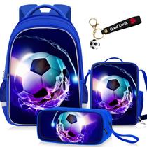 Conjunto de mochilas escolares TILYTADLY Boys Soccer, 4 peças de 17 polegadas