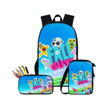 Conjunto de mochilas Falls Guys School, 3 peças para crianças em tecido Oxford