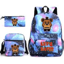 Conjunto de mochilas Five Nights School Bag Anime para crianças, 3 unidades