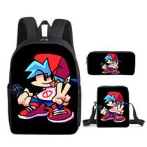 Conjunto de mochilas Fridays Nights Funkins Anime, 3 unidades para crianças Conjunto de mochilas Fridays Nights Funkins Anime, 3 unidades para crianças
