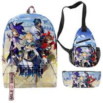 Conjunto de mochilas Genshins Impacts Anime School 3D Satchel K 3 unidades