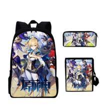 Conjunto de mochilas Genshins Impacts, bolsa de anime para crianças, 3 peças Conjunto de mochilas Genshins Impacts, bolsa de anime para crianças, 3 peças