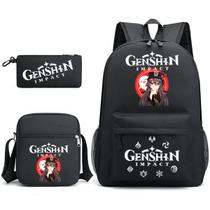 Conjunto de mochilas Genshins Impacts Hu Taos Cartoon Kids School