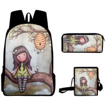 Conjunto de mochilas Girls In Snows Anime School, 3 unidades/lote de nylon
