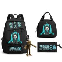 Conjunto de mochilas Hatsune Miku Cartoon Kids School 3 unidades