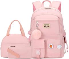 Conjunto de mochilas Hey Yoo School Mochila com lancheira para meninas