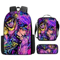 Conjunto de mochilas JoJos Bizarres Adventures Anime, 3 unidades para crianças Conjunto de mochilas JoJos Bizarres Adventures Anime, 3 unidades para crianças