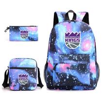 Conjunto de mochilas Kings School de 3 peças com bolsa de ombro e lápis