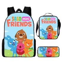 Conjunto de mochilas Mini Friends Anime School, 3 peças com bolsa de ombro