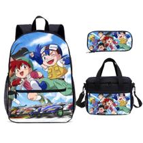 Conjunto de mochilas: mochila escolar de anime 4WDSs com lancheira e bolsa de lápis