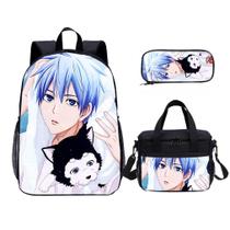 Conjunto de mochilas: mochila escolar de basquete Kurokos para crianças, 3 peças Conjunto de mochilas: mochila escolar de basquete Kurokos para crianças, 3 peças