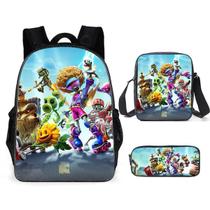 Conjunto de mochilas Plants Zombies Cartoon Kids School 3 unidades