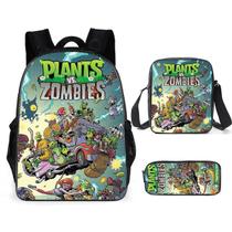 Conjunto de mochilas Plants Zombies Cartoon Kids School 3 unidades
