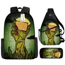 Conjunto de mochilas Plants Zombies Cartoon Kids School 3 unidades
