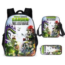 Conjunto de mochilas Plants Zombies Cartoon Kids School Nylon