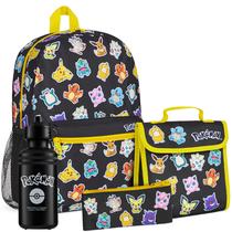 Conjunto de mochilas Pokémon, 4 peças, estojo de lápis para garrafas de água para crianças