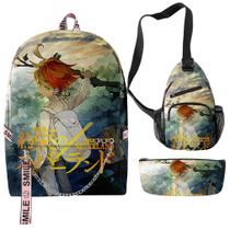 Conjunto de mochilas Promised Neverland Anime School 3D Oxford Fabric Conjunto de mochilas Promised Neverland Anime School 3D Oxford Fabric