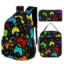 Conjunto de mochilas Psecoll Colorful Cartoon Games para laptop de 17 polegadas Conjunto de mochilas Psecoll Colorful Cartoon Games para laptop de 17 polegadas