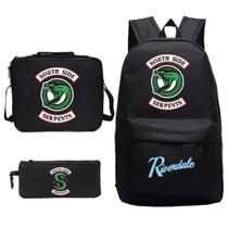 Conjunto de mochilas Riverdales School, 3 peças com bolsa de ombro e estojo para canetas