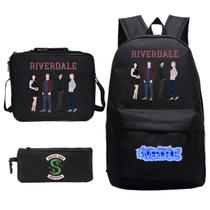 Conjunto de mochilas Riverdales School, 3 peças com bolsa de ombro e estojo para canetas