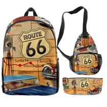 Conjunto de mochilas Route 66 Satchel 3D Kids Children School 3 unidades