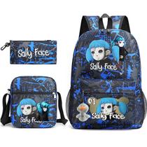 Conjunto de mochilas Sallys Faces Anime School, 3 peças com bolsa de ombro