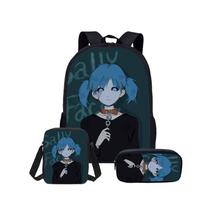Conjunto de mochilas Sallys Faces Anime School, 3 peças com ombro