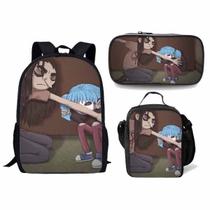 Conjunto de mochilas Sallys Faces Cartoon Kids School Nylon 3 unidades