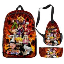 Conjunto de mochilas Sevens Deadly Sins Meliodas Anime para crianças