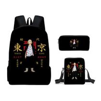 Conjunto de mochilas Tokyo Satchel com impressão 3D Anime School Kids, 3 peças