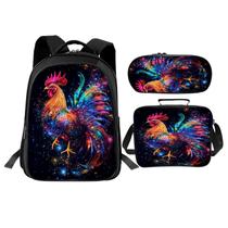 Conjunto de mochilas Trimety Chicken School Bags com lancheira e estojo para lápis