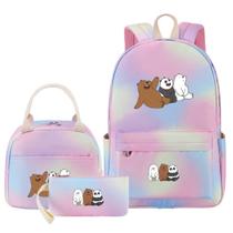 Conjunto de mochilas Wes Bares Bears Anime para crianças e escolas, 3 unidades