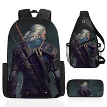 Conjunto de mochilas Witchers School, 3 peças com bolsa de ombro e estojo para canetas Conjunto de mochilas Witchers School, 3 peças com bolsa de ombro e estojo para canetas
