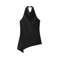 Conjunto De Moda Chic Feminino Com Top Assimétrico Plissado E Calças Retas Conjunto De Moda Chic Feminino Com Top Assimétrico Plissado E Calças Retas
