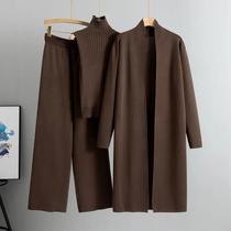 Conjunto De Moda Feminina Vintage De Tricô Em 3 Peças, Cardigã E Calça Para Primavera E Outono