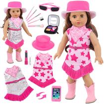 Conjunto de moda K.T. Fancy American Boneca de 18 polegadas com conjunto de maquiagem Conjunto de moda K.T. Fancy American Boneca de 18 polegadas com conjunto de maquiagem