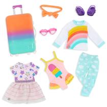 Conjunto de moda: mala Glitter Girls com 3 roupas para boneca de 14 polegadas Conjunto de moda: mala Glitter Girls com 3 roupas para boneca de 14 polegadas