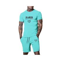 Conjunto De Moda Masculina De Verão Em 2 Peças, Camiseta De Manga Curta E Shorts Divididos, Roupas