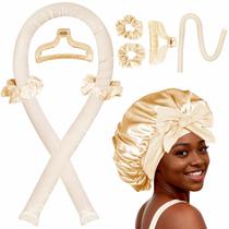 Conjunto de modelador de cabelo Heatless Seritant Champagne com gorro de cetim Conjunto de modelador de cabelo Heatless Seritant Champagne com gorro de cetim