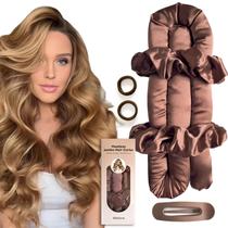 Conjunto de modeladores de cabelo Jumbo Heatless BLINKEEN Satin Curls Brown