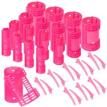 Conjunto de modeladores de cabelo Magnetic Rollers WILLBOND 65 peças rosa