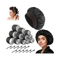 Conjunto De Modeladores De Cabelo Sem Calor 31 Peças Com Rolos Autoaderentes, Clipes E Touca De Conjunto De Modeladores De Cabelo Sem Calor 31 Peças Com Rolos Autoaderentes, Clipes E Touca De